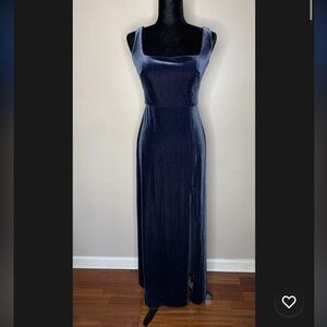 JENNY YOO Collection Bridesmaid Dress Square Neck French Blue Velvet Womens 8